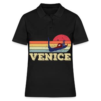Venedig Canal Grande Gondel Italien Romantik - Frauen Polo Shirt - Schwarz - Vorne - Ailine (174cm)