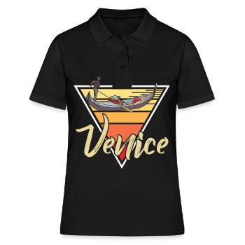 Italien Venedig Gondel Canal Grande Romantik - Frauen Polo Shirt - Schwarz - Vorne - Ailine (174cm)