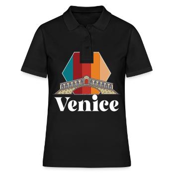 Venedig Kanal Gondel Italien Lagune Meer - Frauen Polo Shirt - Schwarz - Vorne - Ailine (174cm)