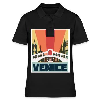 Venedig Brücke Italien Gotik Canal Grande Gondel - Frauen Polo Shirt - Schwarz - Vorne - Ailine (174cm)