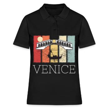 Italien Venedig Brücke Canal Grande Gondel - Frauen Polo Shirt - Schwarz - Vorne - Ailine (174cm)