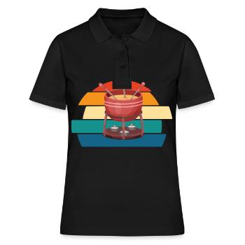 Fondue Fromage Suisse Alpes occidentales Sauce au fromage - Polo Femme - noir - Devant - Ailine (174cm)