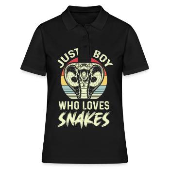 Junge liebt Schlangen Kobra Schlange Boa - Frauen Polo Shirt - Schwarz - Vorne - Ailine (174cm)