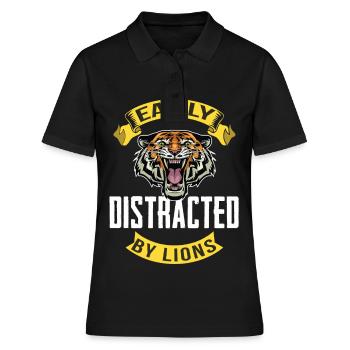 Tiger und Löwen Afrika Savanne - Frauen Polo Shirt - Schwarz - Vorne - Ailine (174cm)