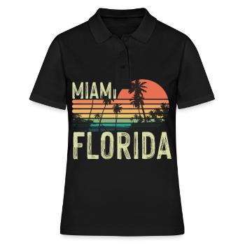 Miami Florida Palm Trees Sunset Beach Sun Sea - Women's Polo Shirt - black - Front - Ailine (174cm)