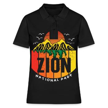 Parc national de Zion Utah Canyon Souvenir Hiking Cam - Polo Femme - noir - Devant - Ailine (174cm)