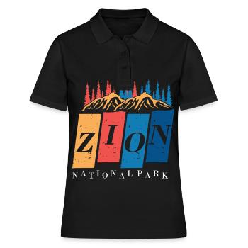 Parc national de Zion Souvenir Canyon Utah Hiking Cam - Polo Femme - noir - Devant - Ailine (174cm)