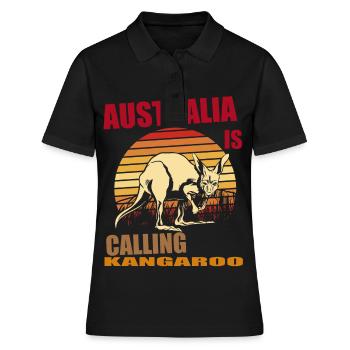 Känguru Retro Australien Calling Outback - Frauen Polo Shirt - Schwarz - Vorne - Ailine (174cm)