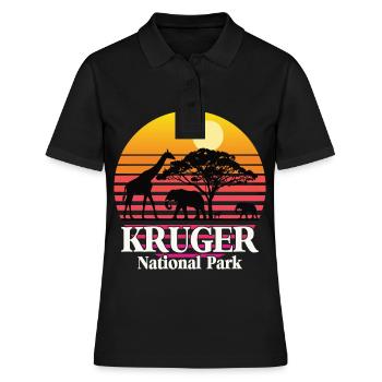 Nationalpark Südafrika Safari Krüger Elefant Giraf - Frauen Polo Shirt - Schwarz - Vorne - Ailine (174cm)