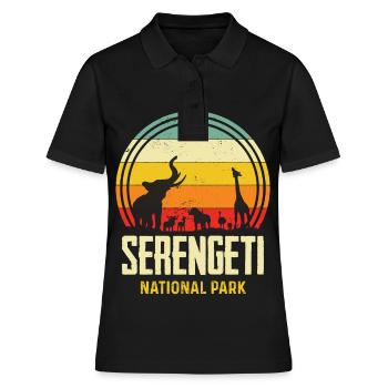Serengeti Big Five Safari Souvenir Afrique National - Polo Femme - noir - Devant - Ailine (174cm)