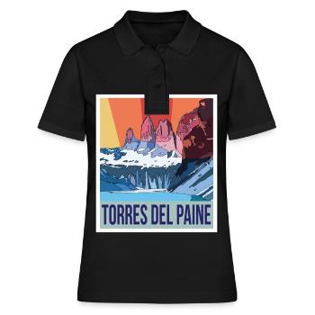 Parc national Torres del Paine bleu du Chili - Polo Femme - noir - Devant - Ailine (174cm)