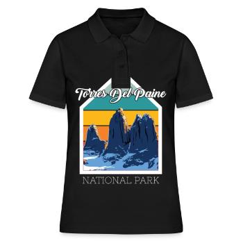 Parc national Torres del Paine bleu du Chili - Polo Femme - noir - Devant - Ailine (174cm)