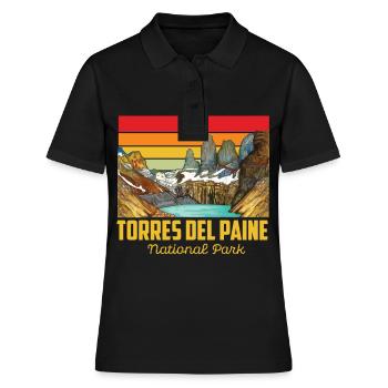 Parc national du Chili Torres del Paine bleu - Polo Femme - noir - Devant - Ailine (174cm)