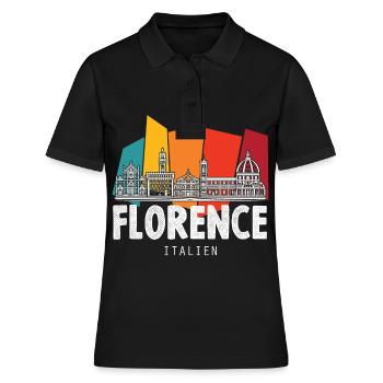 Italie Florence Toscane Skyline Rétro Italien - Polo Femme - noir - Devant - Ailine (174cm)