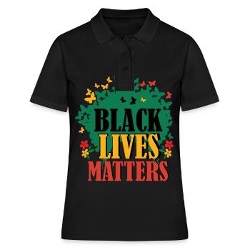 Black Lives Matter Mélanine Black Pride National - Polo Femme - noir - Devant - Ailine (174cm)