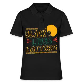 Mélanine Black Lives Matter Black History Nat - Polo Femme - noir - Devant - Ailine (174cm)