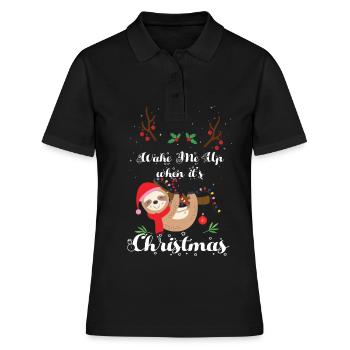 Arbre de Noël Drôle Paresseux Santa Frohe Weihn - Polo Femme - noir - Devant - Ailine (174cm)