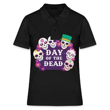 Jour des morts Sugar Skull Fête mexicaine - Polo Femme - noir - Devant - Ailine (174cm)