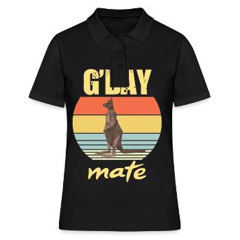 Känguru G'day Outback Australien Beuteltiere Kängu - Frauen Polo Shirt - Schwarz - Vorne - Ailine (174cm)