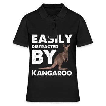 Abgelenkt durch Känguru-Outback-Australien-Beutelt - Frauen Polo Shirt - Schwarz - Vorne - Ailine (174cm)