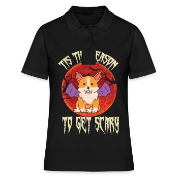 Creepy Corgi Vampire de Halloween Party avec Re - Polo Femme - noir - Devant - Ailine (174cm)