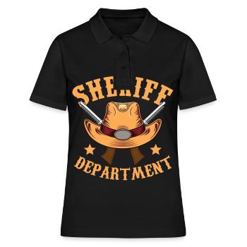 Sheriff Department Cowboyhut Revolver Sheriffstern - Frauen Polo Shirt - Schwarz - Vorne - Ailine (174cm)