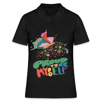 Butterfly Myself Motivational Quote with Butterfli - Frauen Polo Shirt - Schwarz - Vorne - Ailine (174cm)
