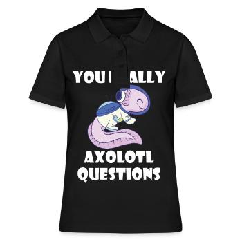 Astronaut Axolotl Lustiges Galaxie-Sonnensystem-Ra - Frauen Polo Shirt - Schwarz - Vorne - Ailine (174cm)