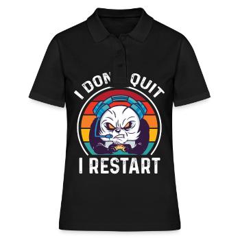 Angry Panda Gaming Reboot Retro Cute Pandas Animal - Polo Femme - noir - Devant - Ailine (174cm)