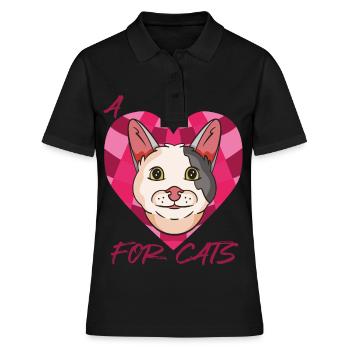 Chat siamois Un cœur pour chats Chaton Chat Chat - Polo Femme - noir - Devant - Ailine (174cm)