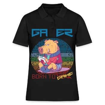 Funny Gamer Video Games Born To Gaming Retro Game - Frauen Polo Shirt - Schwarz - Vorne - Ailine (174cm)