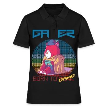 Gamer Funny Video Games Born To Gaming Retro Game - Frauen Polo Shirt - Schwarz - Vorne - Ailine (174cm)