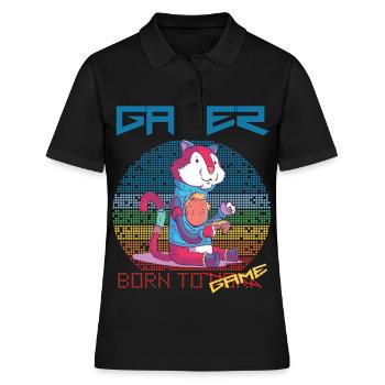 Video Games Funny Gamer Born To Gaming Retro Game - Frauen Polo Shirt - Schwarz - Vorne - Ailine (174cm)