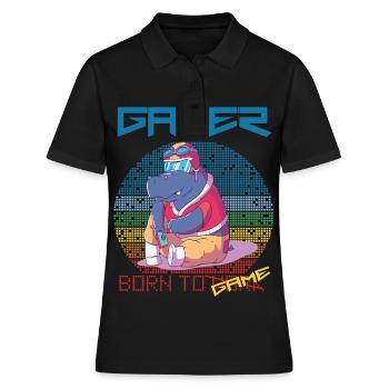 Video Games Funny Gamer Born To Gaming Retro Game - Frauen Polo Shirt - Schwarz - Vorne - Ailine (174cm)