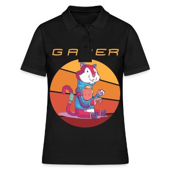 Gamer Retro Games Video Games Vintage Funny Consol - Frauen Polo Shirt - Schwarz - Vorne - Ailine (174cm)