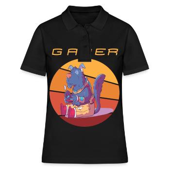 Funny Gamer Retro Games Video Games Vintage Consol - Frauen Polo Shirt - Schwarz - Vorne - Ailine (174cm)