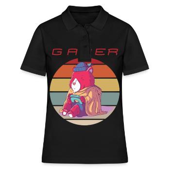 Funny Video Games Retro Gamer Console Games and Ga - Frauen Polo Shirt - Schwarz - Vorne - Ailine (174cm)