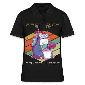 Video Games Gamer Paused My Game Retro Gaming Peng - Frauen Polo Shirt - Schwarz - Vorne - Ailine (174cm)