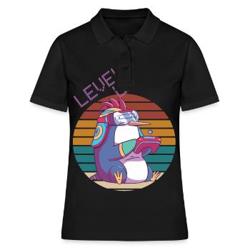 Level Up Gamer Retro Video Games Retro Gaming Peng - Frauen Polo Shirt - Schwarz - Vorne - Ailine (174cm)