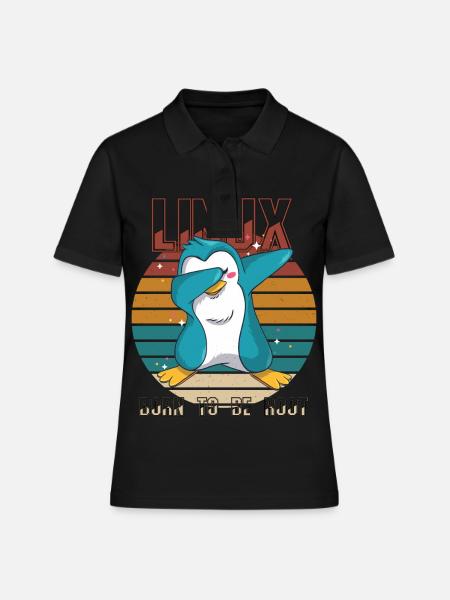 Geek né pour être root Linux Penguin Nerd Programmeur - Polo Femme - noir