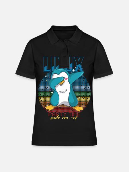 Linux Party Sudo Root Geek Mignon Pingouin Nerd Progr - Polo Femme - noir