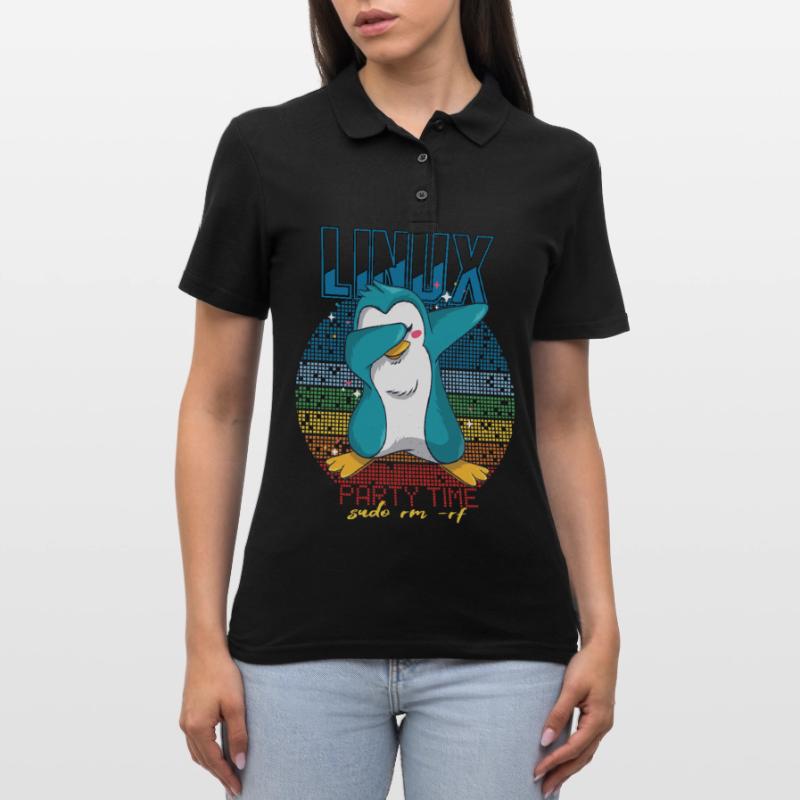 Linux Party Sudo Root Geek Cute Penguin Nerd Progr Women's Polo Shirt