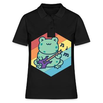 Mignon Guitariste-Grenouille-Guitare-Rock-Guitare-Musici - Polo Femme - noir - Devant - Ailine (174cm)