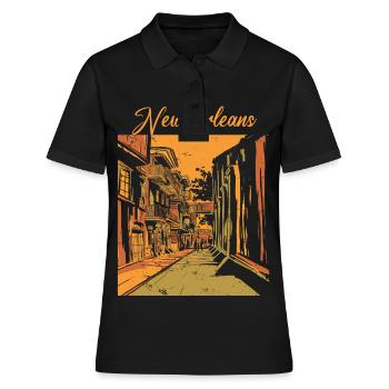 Nouvelle-Orléans Louisiane Souvenir Bourbon Street - Polo Femme - noir - Devant - Ailine (174cm)