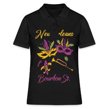 Français Bourbon souvenir du carnaval de la Nouvelle-Orléans - Polo Femme - noir - Devant - Ailine (174cm)