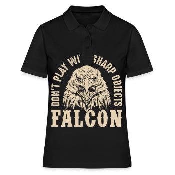 Faucon Objets tranchants Fauconnerie Aigle Autour des palombes Falk - Polo Femme - noir - Devant - Ailine (174cm)