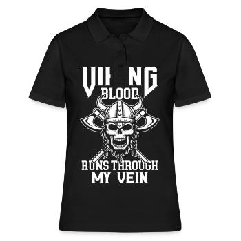 Viking Blood Warrior Hache Valhalla Warriors Mythol - Polo Femme - noir - Devant - Ailine (174cm)