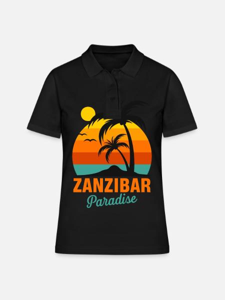 Zanzibar Palm Beach Tanzanie Paradis Surf Afrik - Polo Femme - noir