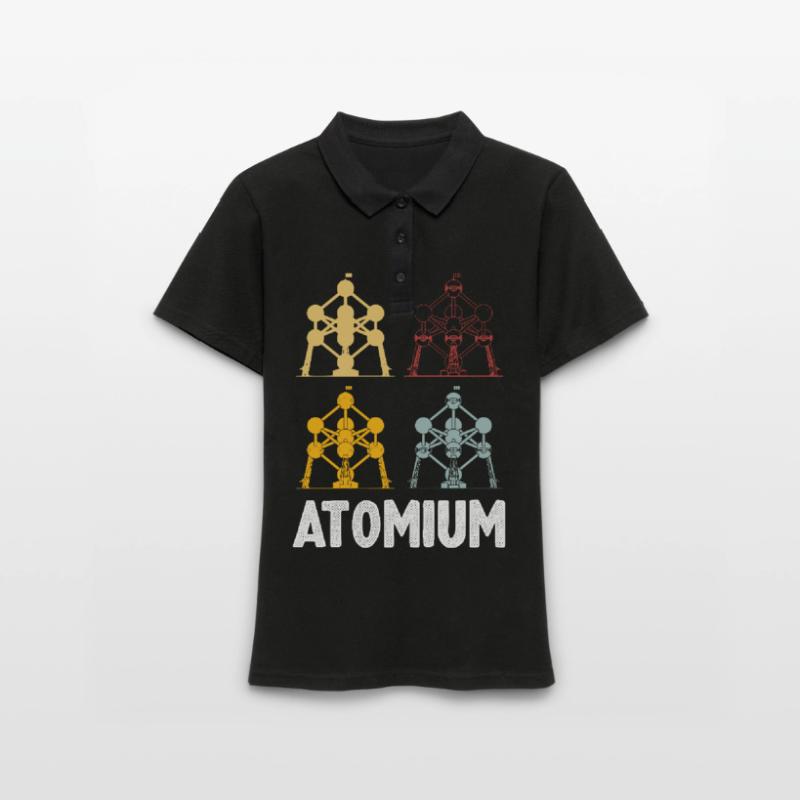 Atomium atomic nucleus from Brussels Physics Science Women's Polo Shirt