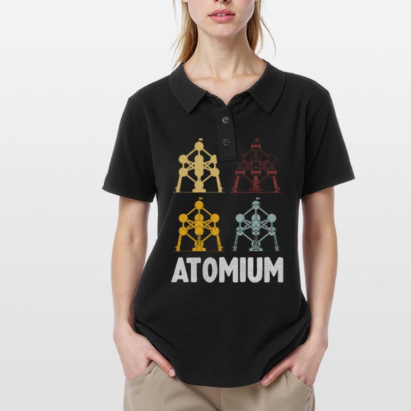 Atomium atomic nucleus from Brussels Physics Science Women's Polo Shirt